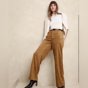 Harve Benard Tan Wide-Leg Trousers